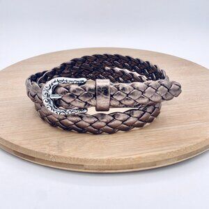 Brighton Belt Womens 32 Bronze Metallic Full Grain Braided Leather Western